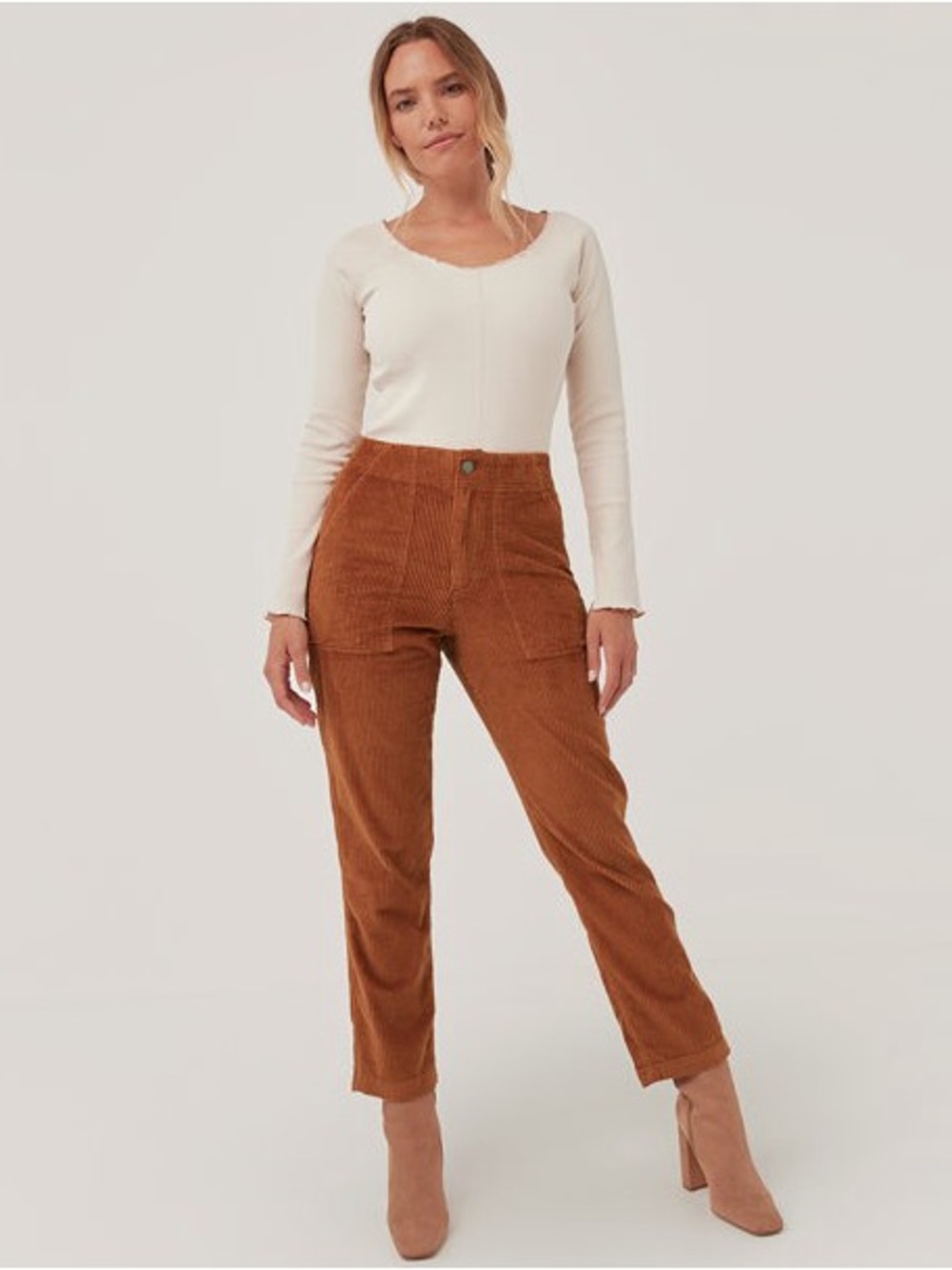 Pact Women's Classic Corduroy Peg Pant Rust Orange Straight Leg